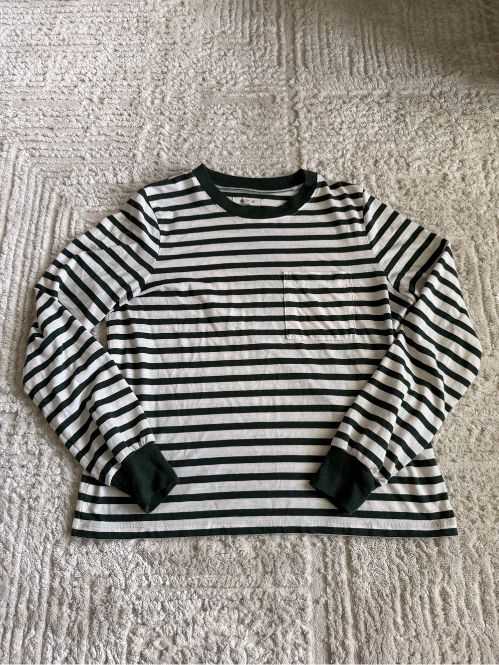 Madewell Women’s  Striped Long-Sleeve Pocket Tee Green & White